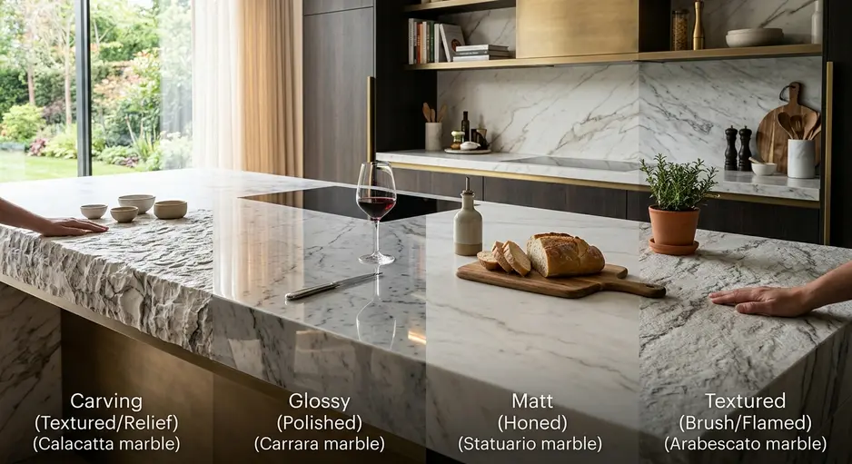 Top Marble Slab Finishes: Carving, Glossy, Matt and More